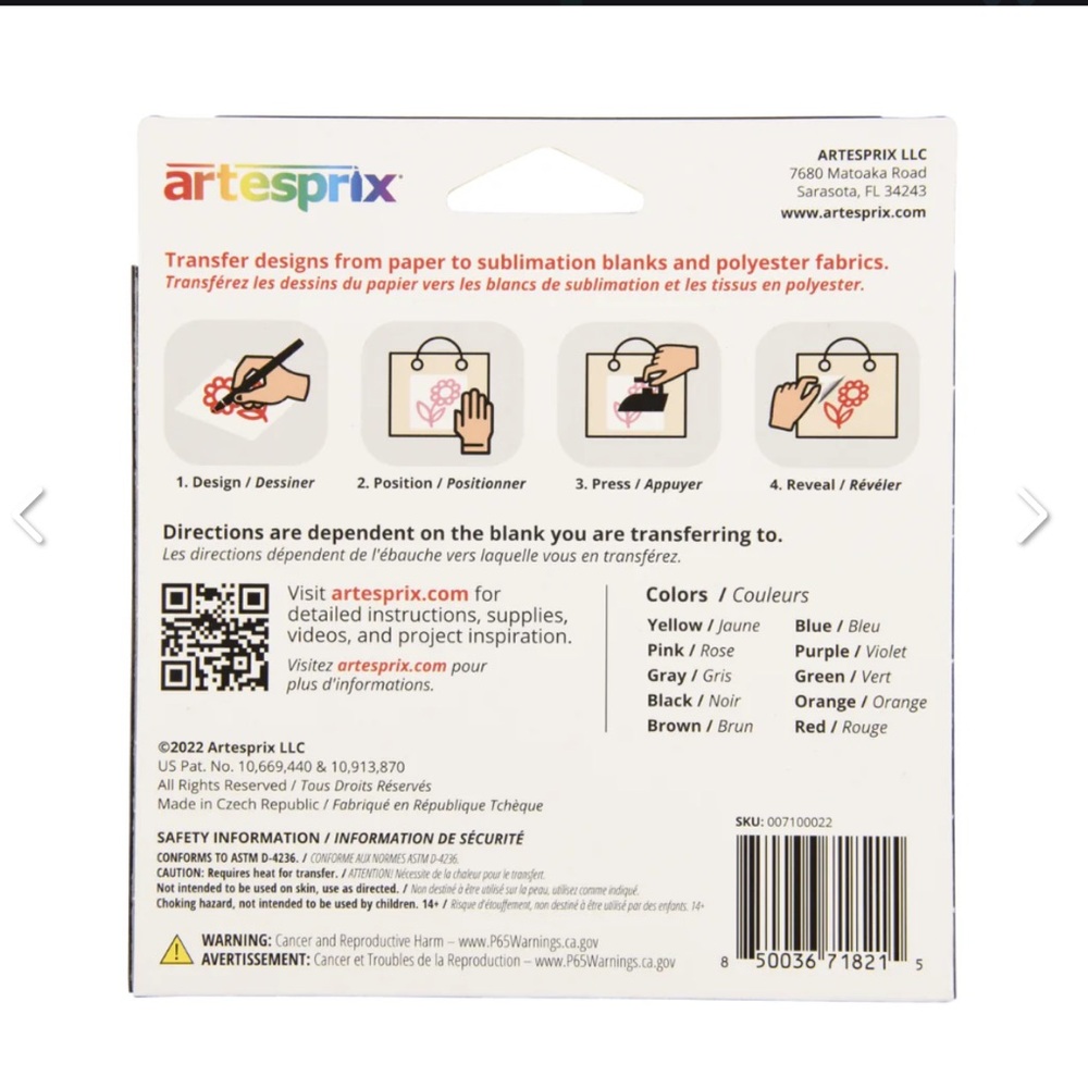 ARTESPRIX Iron-On-Ink Sublimation Markers 10ct NEW $30 - Picture 5 of 9